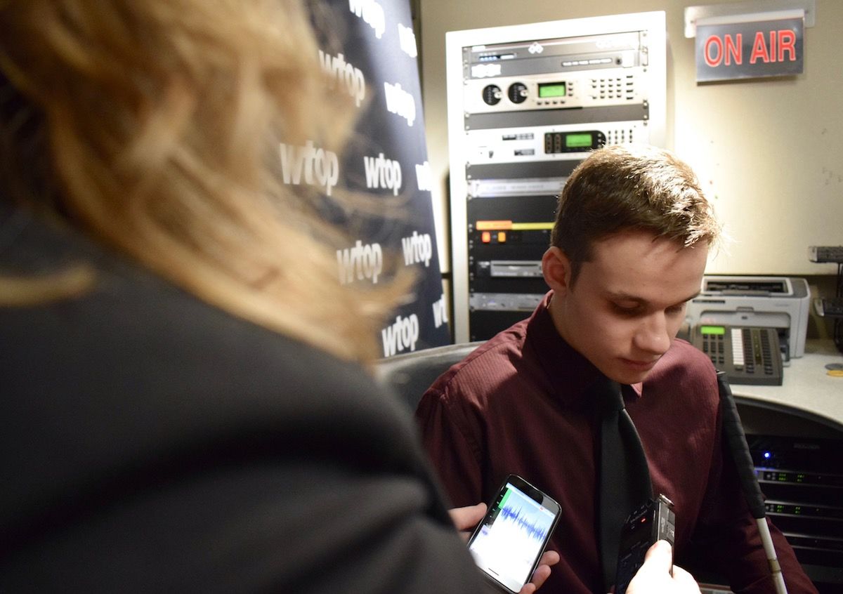 Friedrich tells WTOP's Michelle Basch that he has hopes to have a career in broadcasting. (WTOP/Teta Alim)