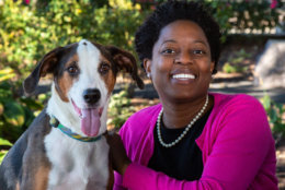 Interim D.C. Public Schools chancellor Amanda Alexander smiles with her dog Gus. (Courtesy Humane Rescue Alliance)