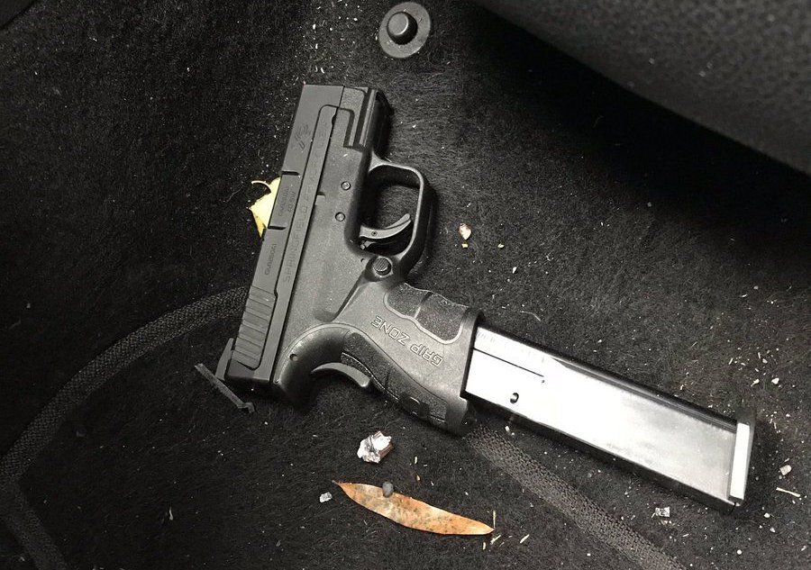 The gun recovered from a stolen car in Monday's police-involved shooting had an extended magazine. (Courtesy Prince George's County Police Department)