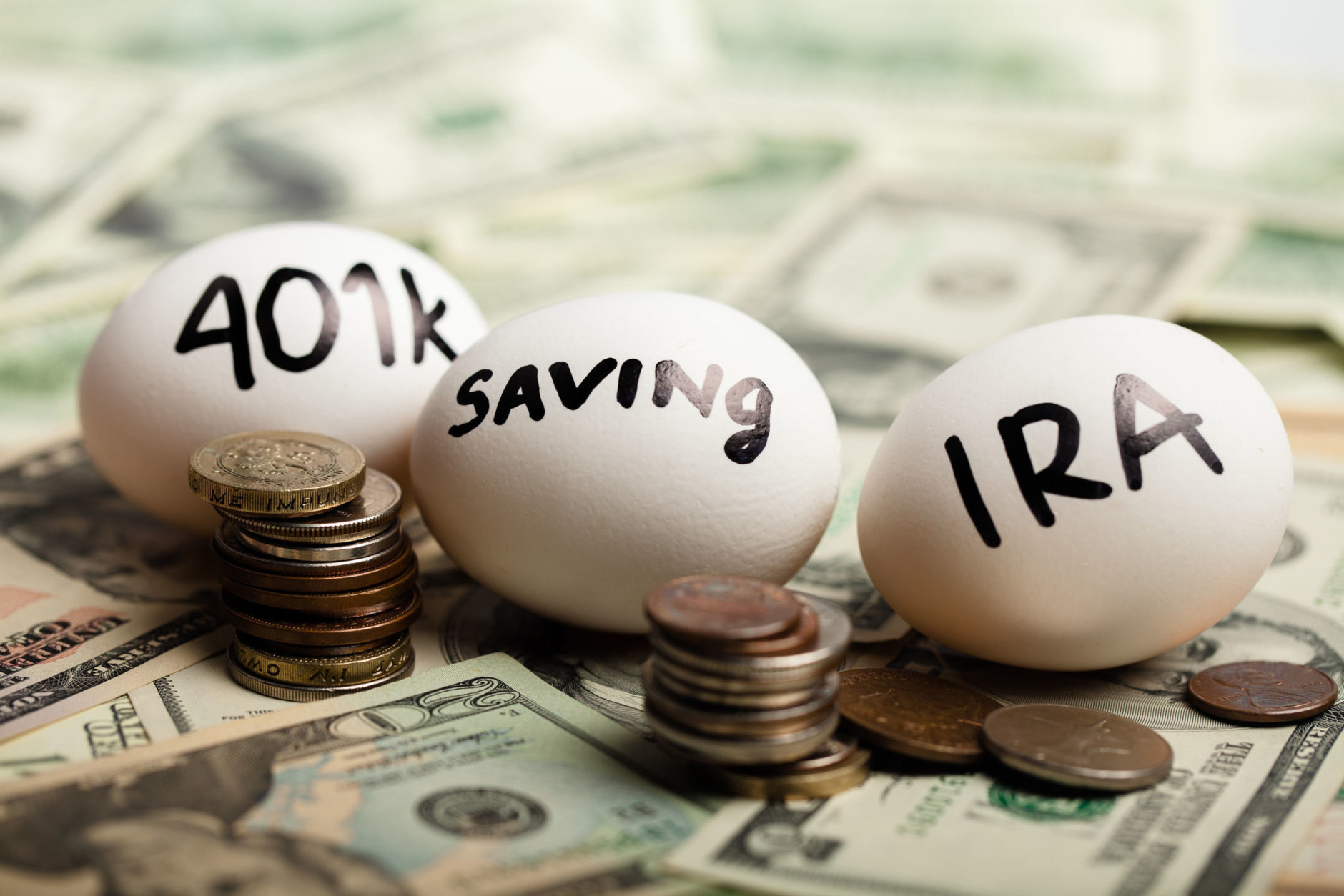 Start Thinking About Your Retirement - Nest Eggs On Dollar Bills