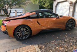 Looks are important for an exotic car and this i8 Roadster lives up to that part up and more. The convertible version is new for 2019 and its style stands out more than the coupe version. It just screams “the future.” (WTOP/Mike Parris)