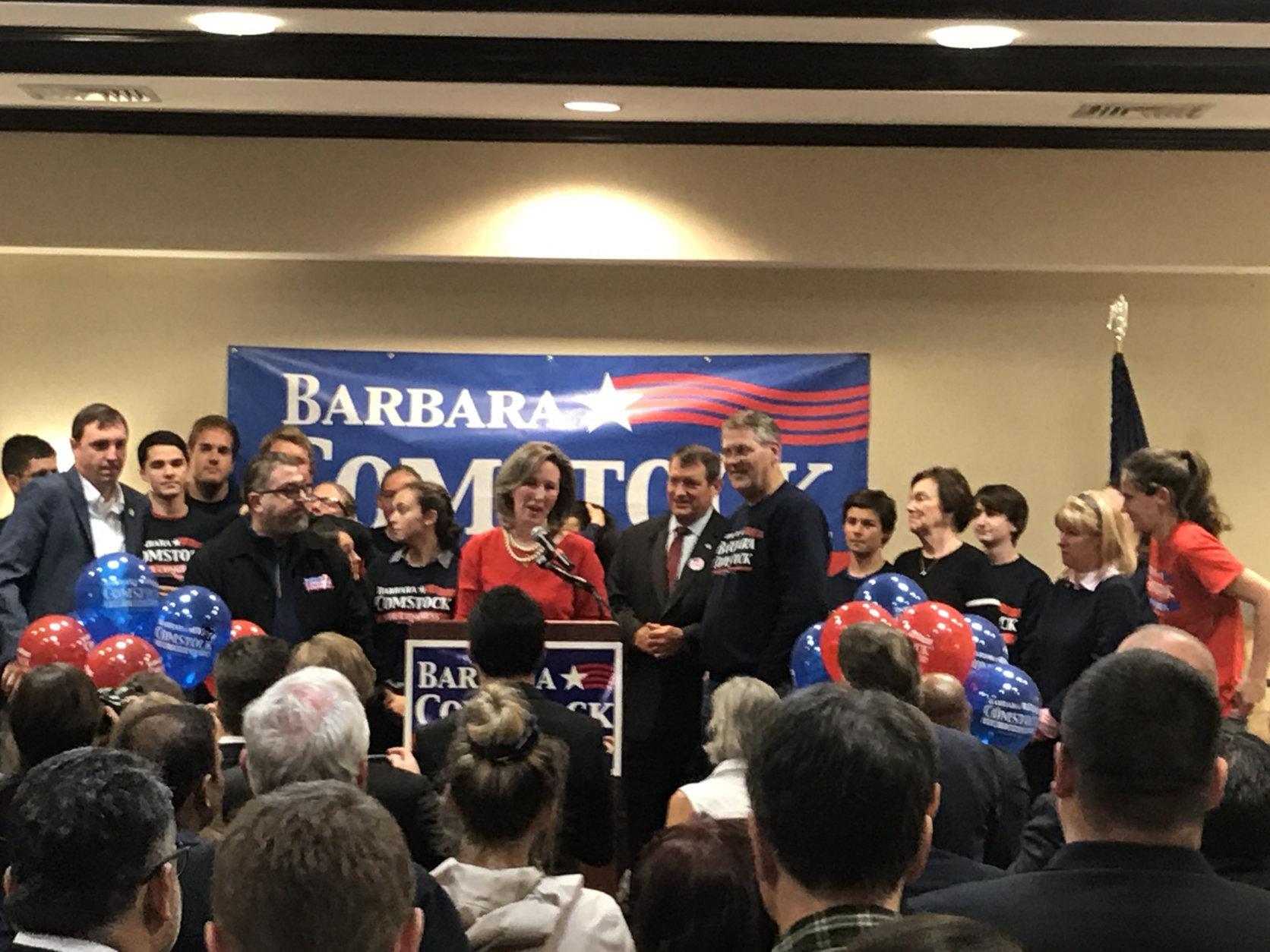 Barbara Comstock concedes Tuesday night to Democrat Jennifer Wexton. (WTOP/Kyle Cooper)