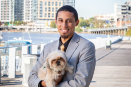 James Parks — project manager at the Office of the Deputy Mayor for Planning and Economic Development — checks out the waterfront with his dog Pippa. (Courtesy Humane Rescue Alliance)