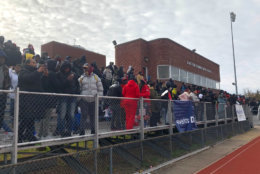 Despite a cold Thanksgiving morning, hundreds of faithful high school football fans braved the frigid temperatures for the 49th annual Turkey Bowl. (WTOP/Mike Murillo)