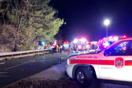 A crash on Norbeck and Westbury roads in Aspen Hill, Maryland, on Friday, Nov. 23, leaves six people hurt. (Courtesy Montgomery County Fire and Rescue)