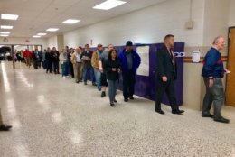 Voters line up to cast their ballots at the Lake Braddock Secondary School poll location in Fairfax County (Courtesy Fairfax County Government)