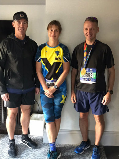 Estonian President Kersti Kaljulaid ran the New York City Marathon on Sunday with U.S. Secret Service Agents Mason Brayman and Bill Uher.  (Courtesy U.S. Secret Service)
