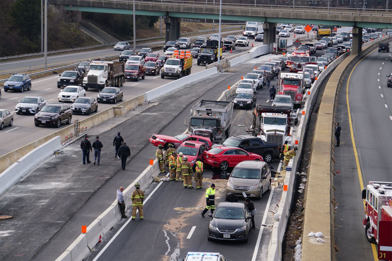 The crash caused backups behind the crash as police worked to divert traffic. (Courtesy Thomas Philibin/Live Wire Media Relations)