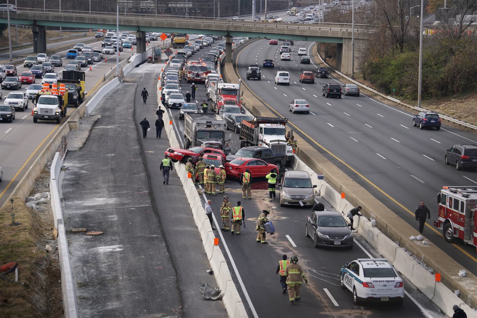 The crash caused backups behind the crash as police worked to divert traffic. (Courtesy Thomas Philibin/Live Wire Media Relations)