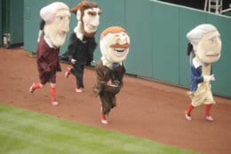The presidential mascots, who have been a beloved part of the Nationals game-day experience since 2006, race during the fourth inning of every home game. (Courtesy the Nationals)