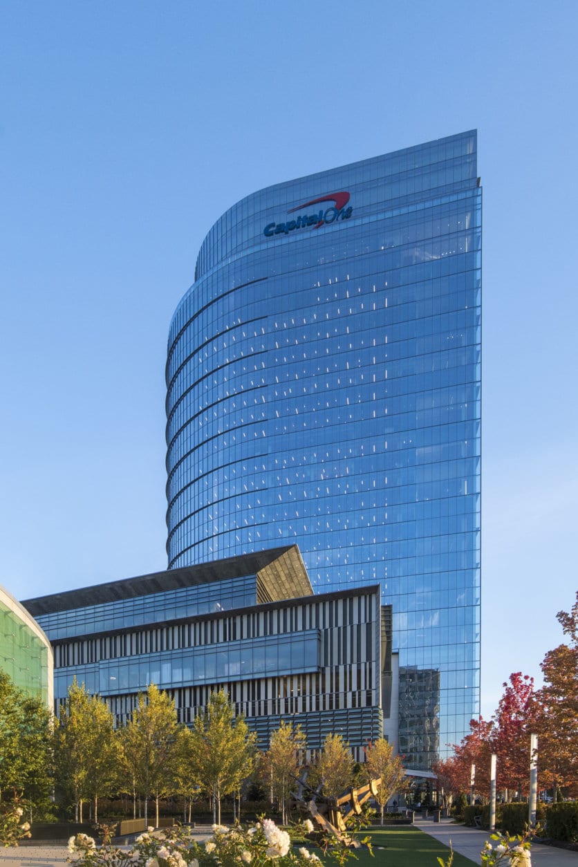 Besides being the currently-tallest office building in the D.C.  area, it also ranks as the fourth-largest office building project in the U.S.in 2018. (Courtesy Capital One)