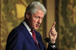 FILE - In this Nov. 6, 2017, file photo, former President Bill Clinton speaks at a symposium in Georgetown University in Washington. Democrats have been quick to support the “me too” chorus of women _ and some men _ who have stepped up to allege sexual misconduct and name names. But now “me too” stains the Democrats, too, putting them in an awkward place as they calibrate how forcefully to respond.(AP Photo/Manuel Balce Ceneta)