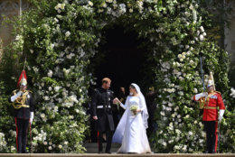 Prince Harry and Meghan Markle leave St. George's Chapel in Windsor Castle after their wedding ceremony in Windsor, England, near London, on May 19, 2018. (Ben Birchhall/pool photo via AP)