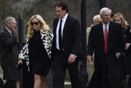 Professional golfer Phil Mickelson, center, arrives for the State Funeral of former President George H.W. Bush at the National Cathedral in Washington, Wednesday, Dec. 5, 2018. (AP Photo/Susan Walsh)