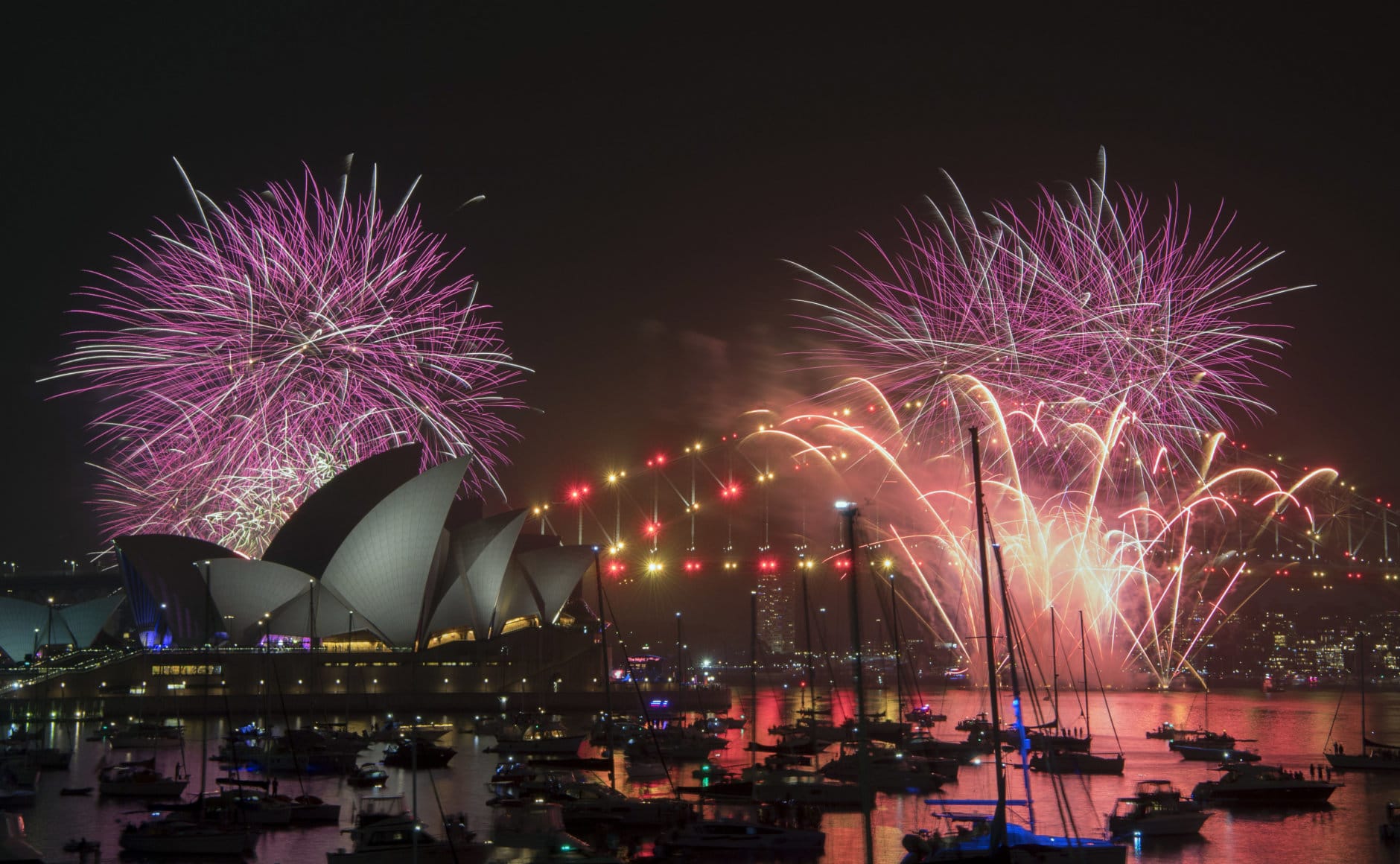 Fireworks explode over the Sydney Harbour during New Year's Eve celebrations in Sydney, Monday, Dec. 31, 2018. (Brendan Esposito/AAP via AP)