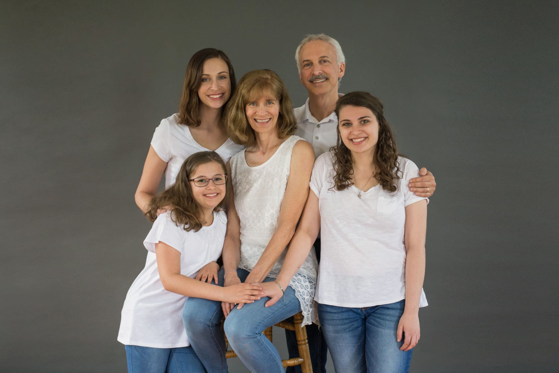 The Lang Family: Hannah, Mike, Kelly, Olivia and Anya. Seventeen years ago, several of the family members were involved in a crash that almost killed Olivia. (Courtesy / Sharon Hallman Photography)