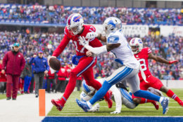ORCHARD PARK, NY - DECEMBER 16:  Josh Allen #17 of the Buffalo Bills carries the ball for a touchdown  during the second quarter against the Detroit Lions at New Era Field on December 16, 2018 in Orchard Park, New York.  (Photo by Brett Carlsen/Getty Images)