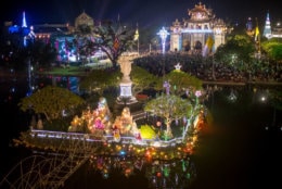 NINH BINH, VIETNAM - DECEMBER 24: Landscape of Phat Diem Cathedral on Christmas Eve on December 24, 2018 in Kim Son District, Ninh Binh Province, Vietnam. Phat Diem Cathedral, located about 120 kilometers from Hanoi to the south, in an area that has been a stronghold of Christianity in Vietnam since Portuguese missionaries began proselytizing Vietnam in the sixteenth century. This Catholic church was built in the 1875s to 1898s, with oriental architecture mixing Western architectural style and Vietnamese religious buildings. As a predominantly Buddhist nation, Christmas is not an official public holiday in Vietnam but many people have adopted to celebrate it both as a religious festival and a new cultural tradition.  (Photo by Linh Pham/Getty Images)