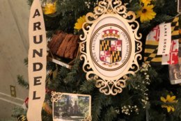 Another side of the Anne Arundel County-themed holiday tree on view at Maryland's State House in Annapolis, Md. (WTOP/Kate Ryan)