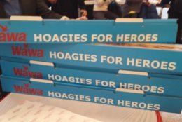 "Hoagies for Heroes" sit on the counter in WAWA's new Georgetown store. (WTOP/Matt Ritter)
