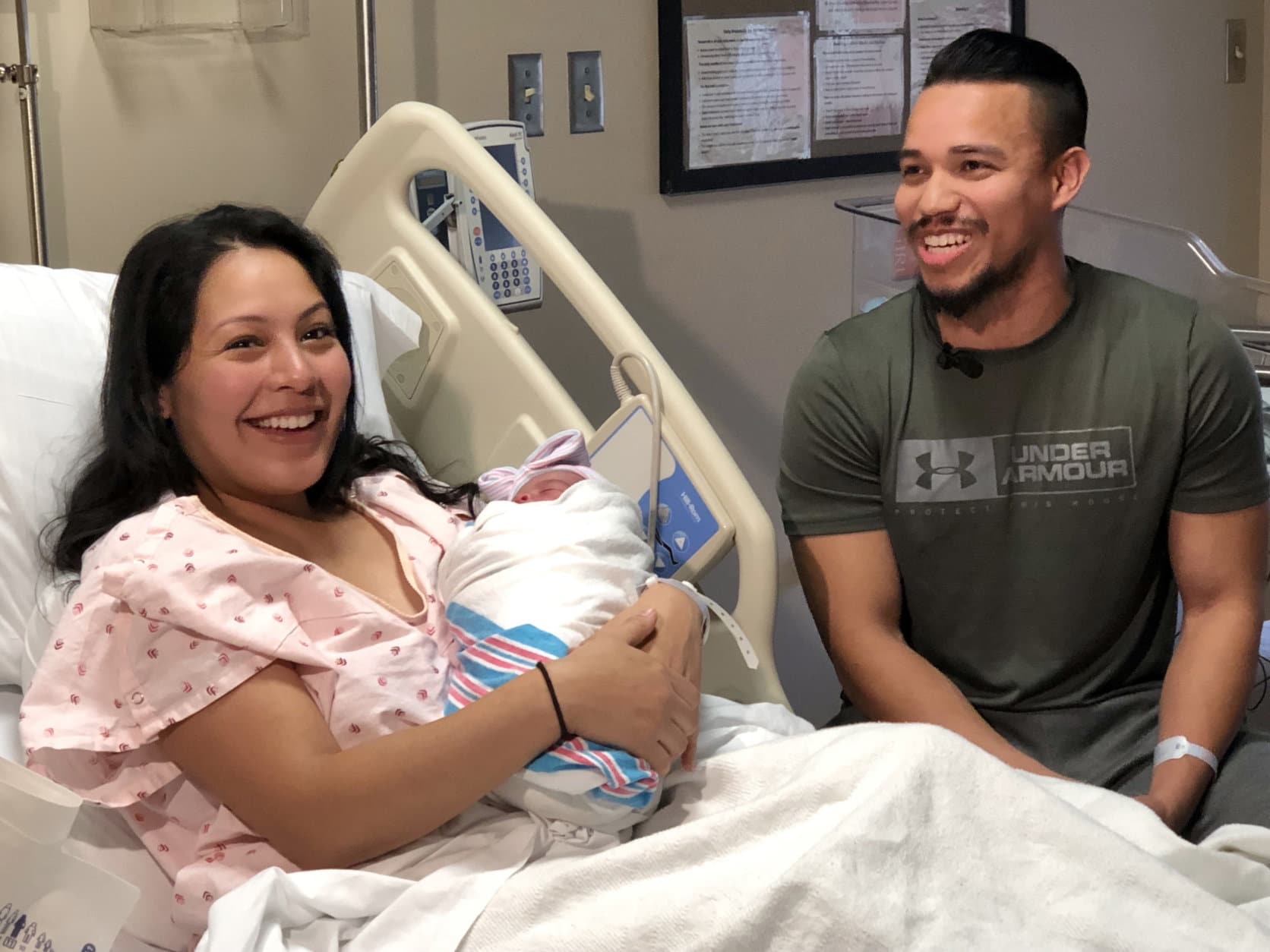 Julie Palancia and Silvio Morales of Silver Spring welcomed Meilani Morales   just after midnight at Shady Grove Medical Center. (Courtesy Adventist HealthCare Shady Grove Medical Center)