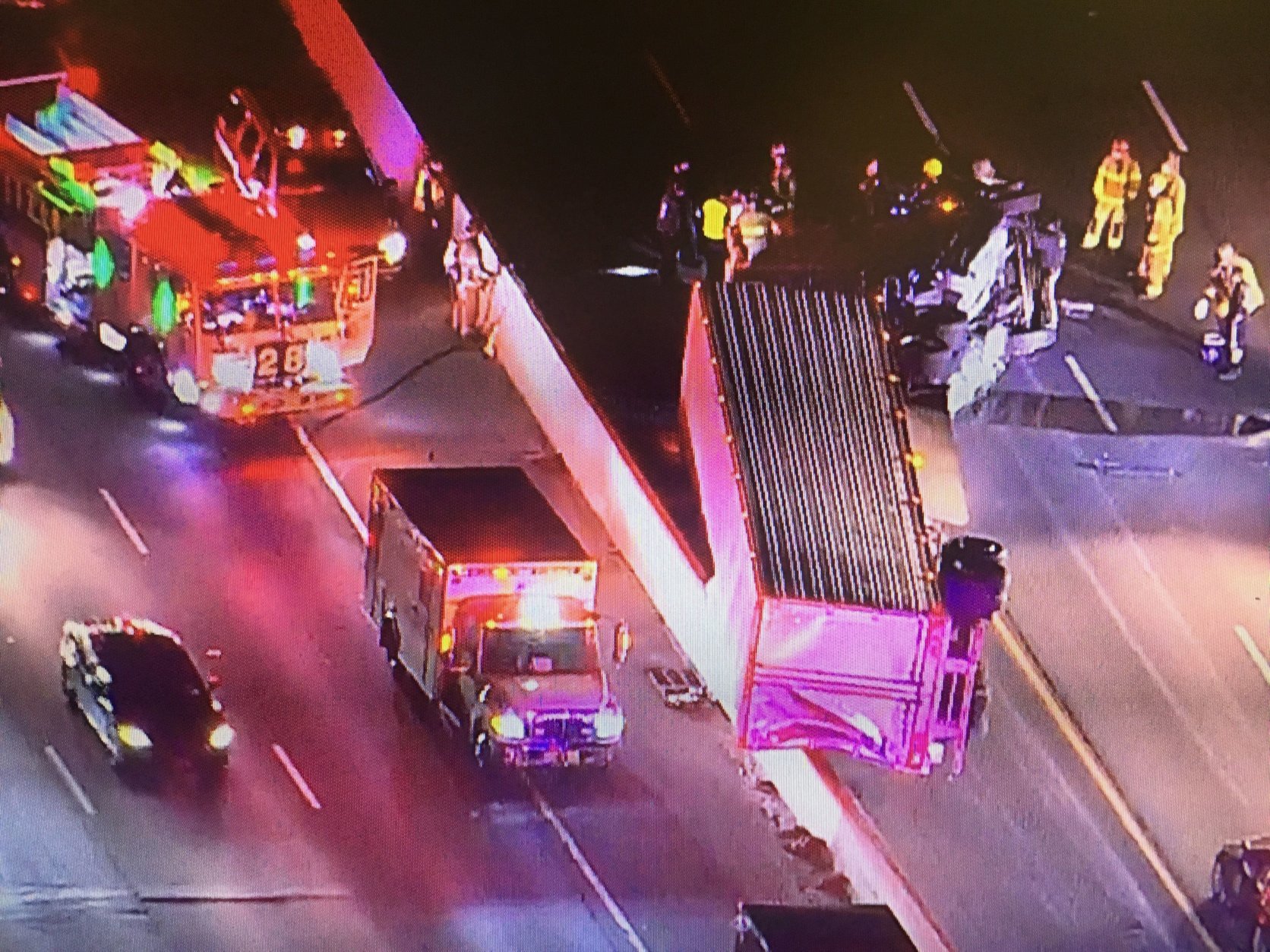 A tractor trailer overturned on the Inner Loop on Friday morning. (Courtesy NBC Washington)
