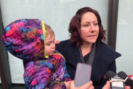 "Everything helps, and it just — it goes to show that there's support," said mother of three, Alana Miller, of Southern Maryland who is furloughed from the Coast Guard. (WTOP/Kristi King)