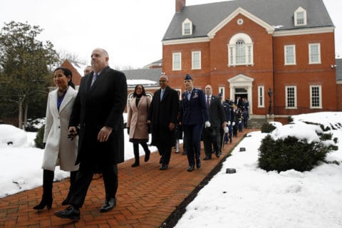 As he leaves office, Hogan remembers inauguration, losing teleprompter