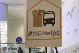 Hogan also announced a statewide food drive called #MDHELPS being administered by the state General Services Administration, with 15 sites scattered across the state. (WTOP/Kate Ryan)