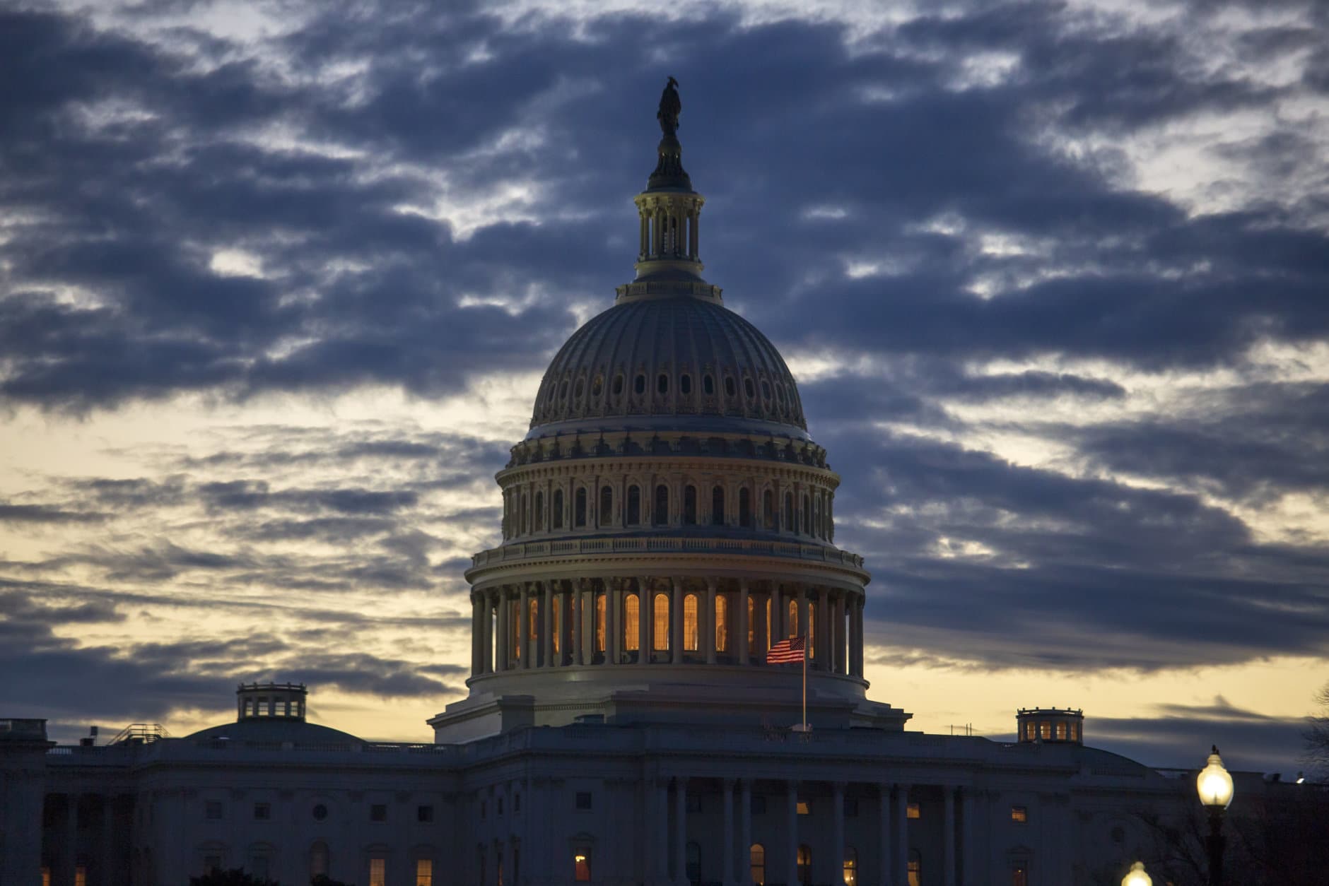 Dawn arrives at the Capitol in Washington, as the partial government shutdown enters day 18, Tuesday, Jan. 8, 2019, as President Donald Trump holds to his border wall funding demands. Trump will speak to the nation tonight about the border in a televised address from the Oval Office. (AP Photo/J. Scott Applewhite)