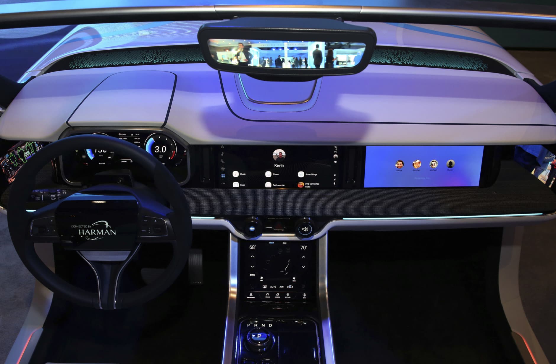 HARMAN displays premium digital cockpit with intelligent personalization for drivers and passengers during the 2019 Consumer Electronic Show (CES) at Hard Rock hotel-casino on Wednesday, Jan. 9, 2019, in Las Vegas. (Bizuayehu Tesfaye/AP Images for Harman)