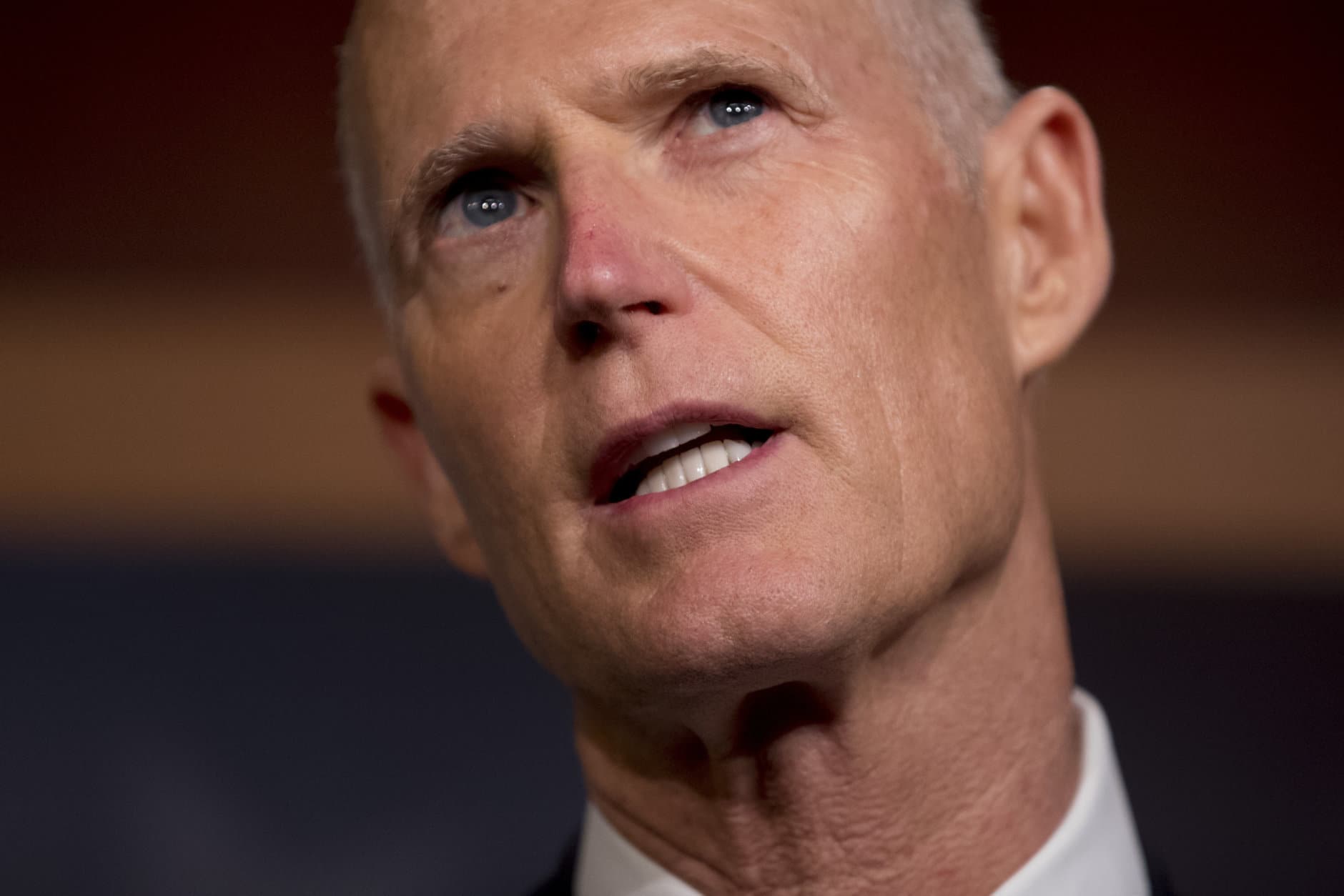 Sen. Rick Scott, R-Fla., discusses the government shutdown during a news conference on Capitol Hill in Washington, Thursday, Jan. 17, 2019. (AP Photo/Andrew Harnik)