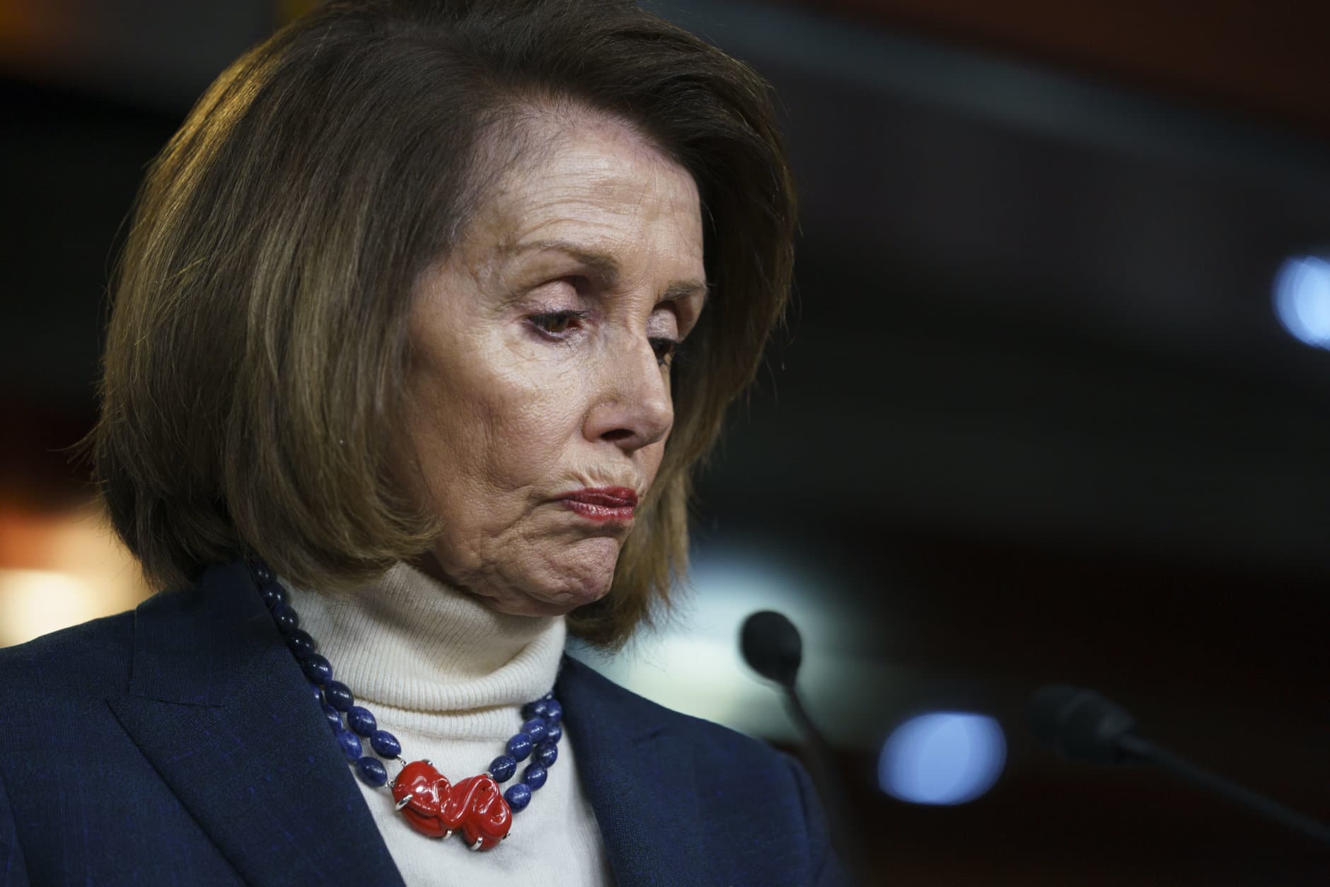 House Speaker Nancy Pelosi of Calif., pauses as she speaks during a news conference on Capitol Hill in Washington, Thursday, Jan. 17, 2019. (AP Photo/Carolyn Kaster)