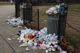 The government shutdown means that the National Park Service employees, who are in charge of trash pickup, are furloughed. (WTOP/Alejandro Alvarez)