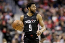 WASHINGTON, DC - JANUARY 21: Chasson Randle #9 of the Washington Wizards dribbles the ball against the Detroit Pistons at Capital One Arena on January 21, 2019 in Washington, DC. NOTE TO USER: User expressly acknowledges and agrees that, by downloading and or using this photograph, User is consenting to the terms and conditions of the Getty Images License Agreement. (Photo by Rob Carr/Getty Images)