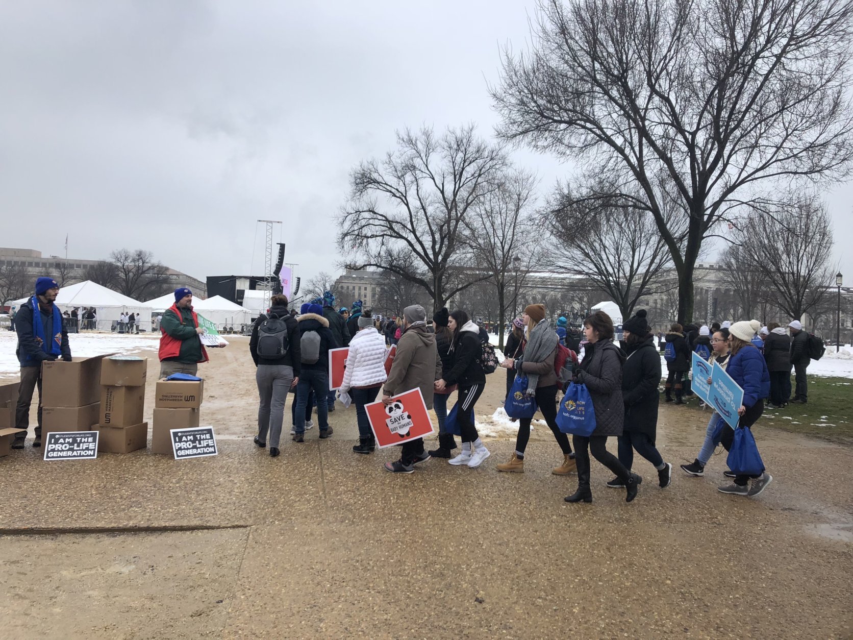 Activists braved the elements Friday for the annual March for Life. (WTOP/Max Smith)