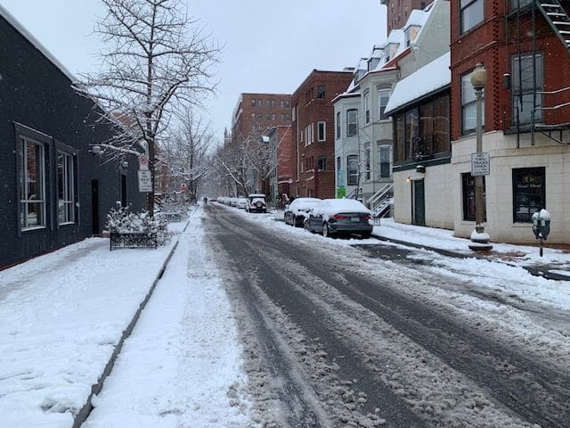 Church Street in Northwest D.C. covered in snow. (WTOP/Lisa Wiener)