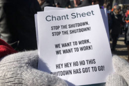An attendee at the rally against the government shutdown Jan. 10, 2019. (WTOP/Kristi King)