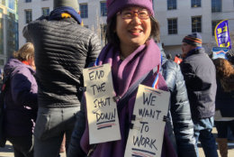 An attendee at the rally against the government shutdown Jan. 10, 2019. (WTOP/Kristi King)
