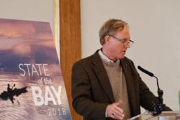 Will Baker, president of the Chesapeake Bay Foundation, addresses reporters at the release of the State of the Bay report Jan. 7, 2019. (WTOP/Kate Ryan)