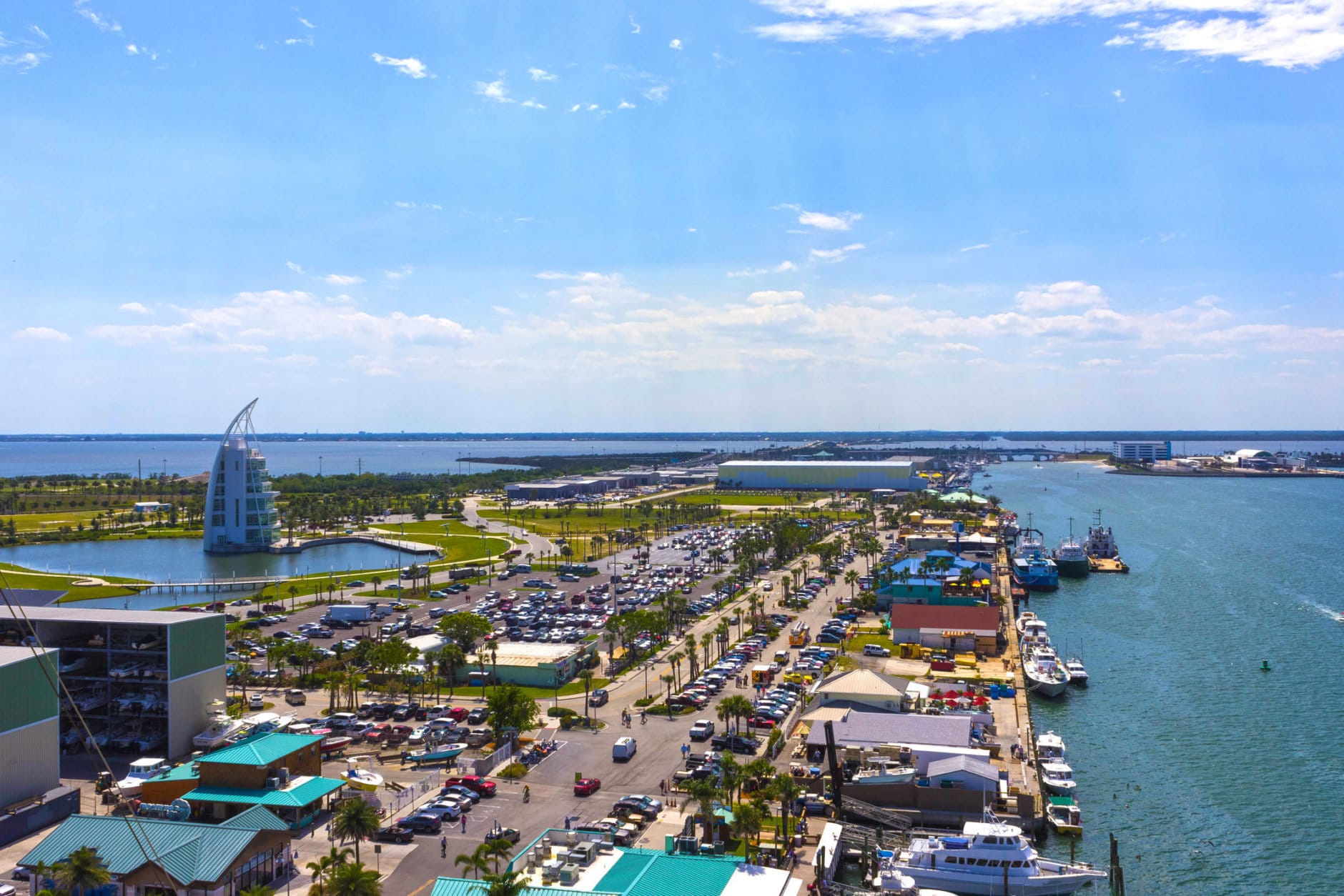 Cape Canaveral, USA. The arial view of port Canaveral from cruise ship, docked in Port Canaveral, Brevard County, Florida. (Getty Images/iStockphoto/Marina113)