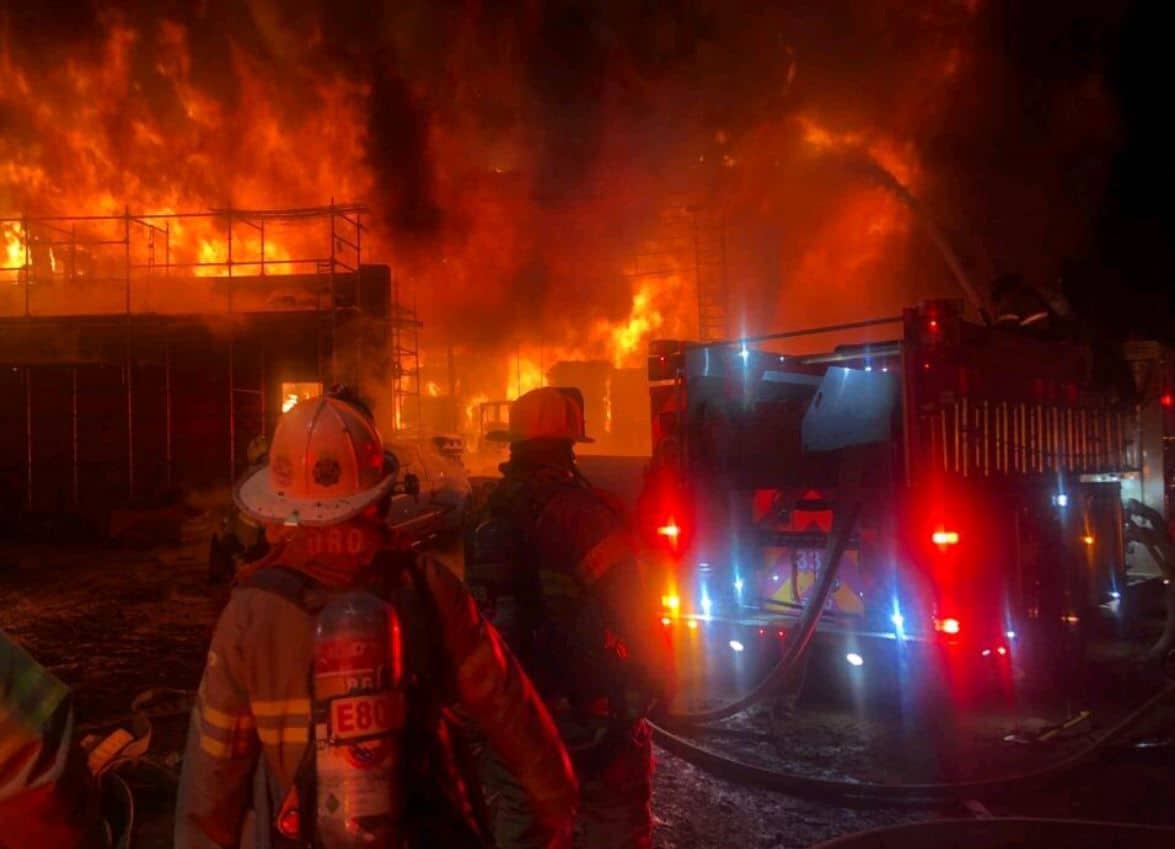 A fire ravages a recycling center in Cheverly, Maryland, on Saturday, Jan. 26, 2019. (Courtesy @BHVFD14 via Twitter)