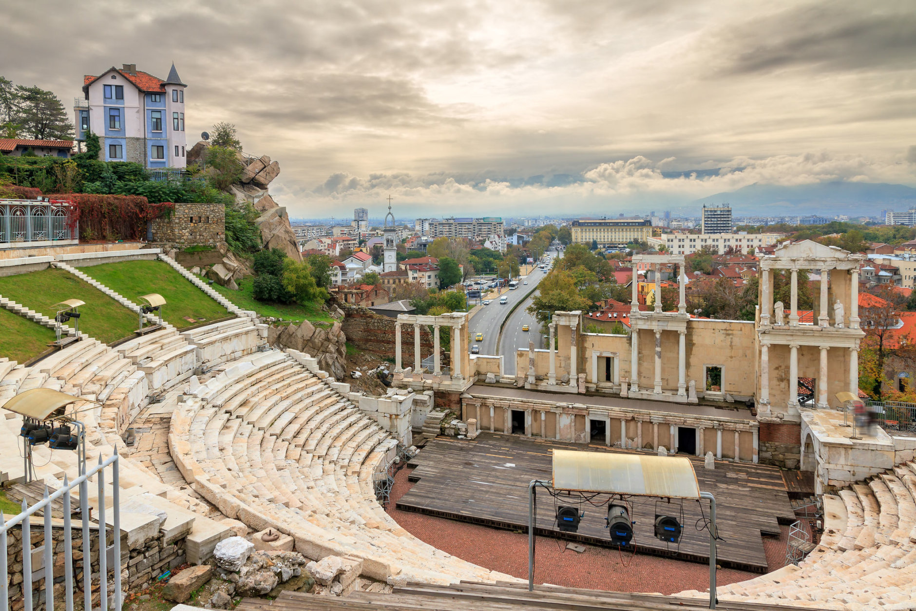 Beautiful cityscape of Plovdiv, Bulgaria, in the medieval part of the city called Old Town, with the ancient Roman theatre. (Getty Images/iStockphoto/dennisvdw) 