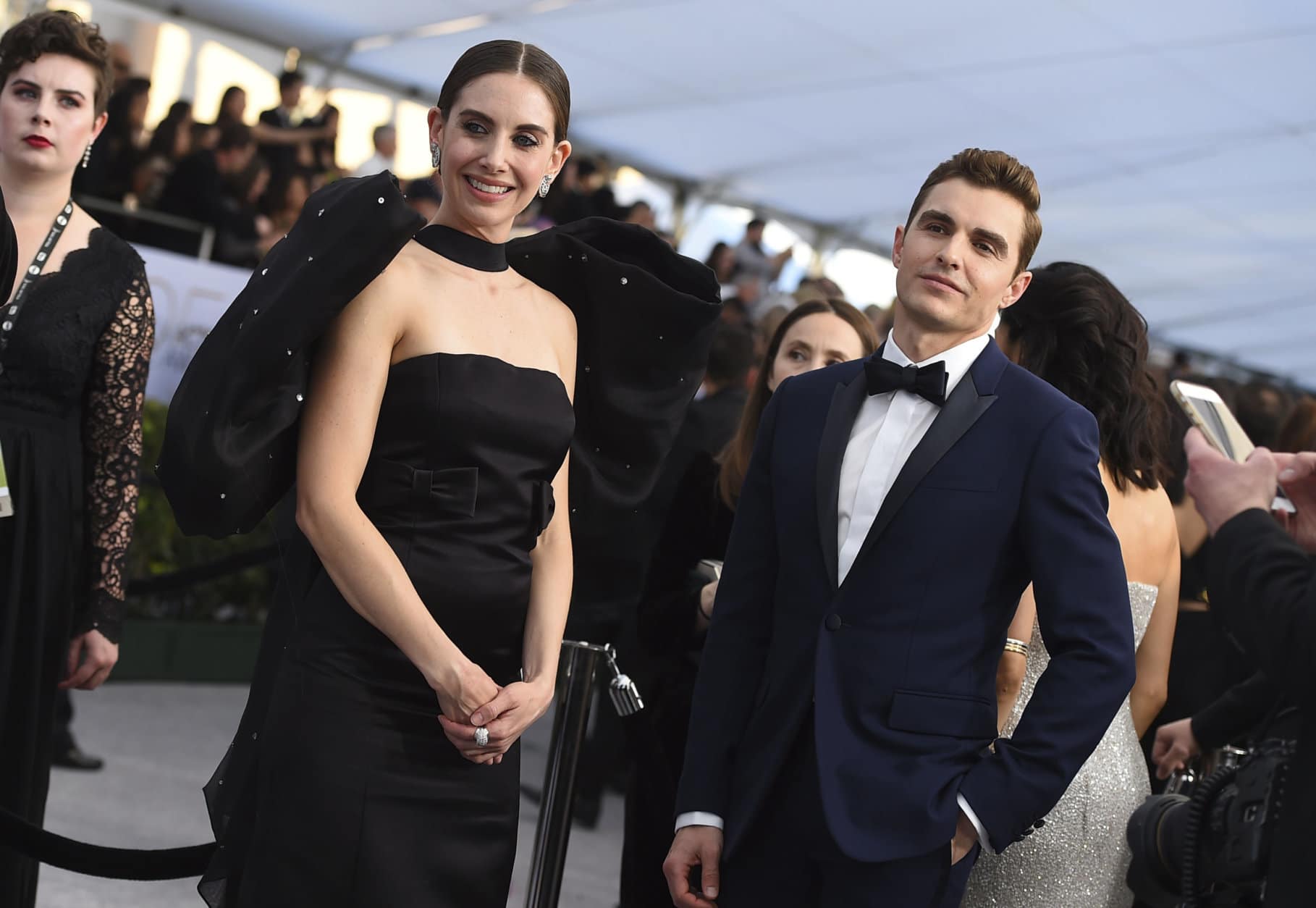 Alison Brie, left, and Dave Franco arrive at the 25th annual Screen Actors Guild Awards at the Shrine Auditorium &amp; Expo Hall on Sunday, Jan. 27, 2019, in Los Angeles. (Photo by Jordan Strauss/Invision/AP)