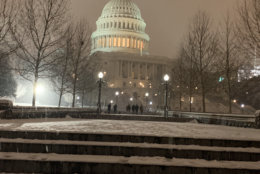 The U.S. Capitol is under a blanket of snow of Saturday, Jan. 12, 2019. (WTOP/Kyle Cooper)