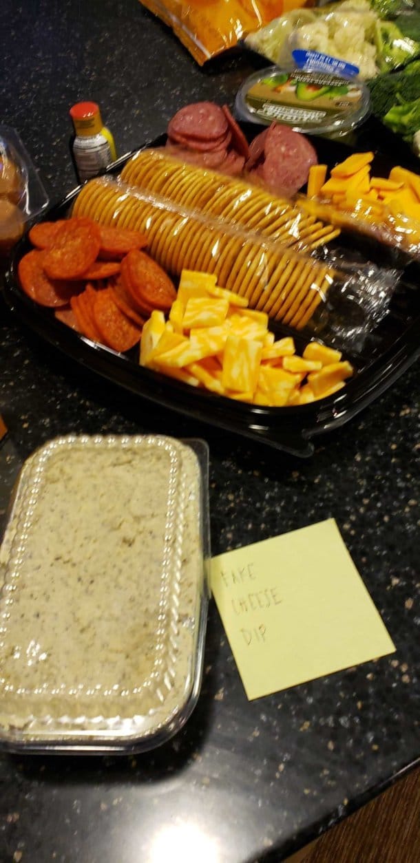 Crackers, pepperoni, cheese and fake cheese. Have your pick. (WTOP/Brandon Millman) 