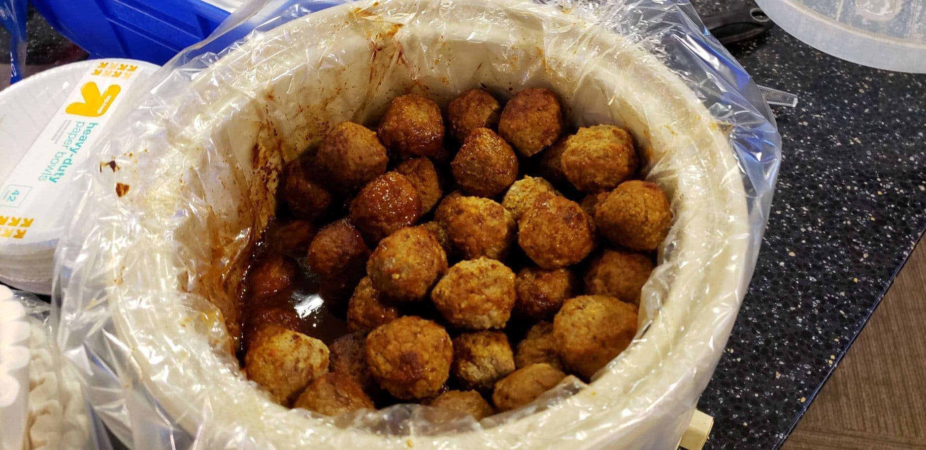 Digital editor Colleen Kelleher brought in meatballs. They were a hit. (WTOP/Brandon Millman) 