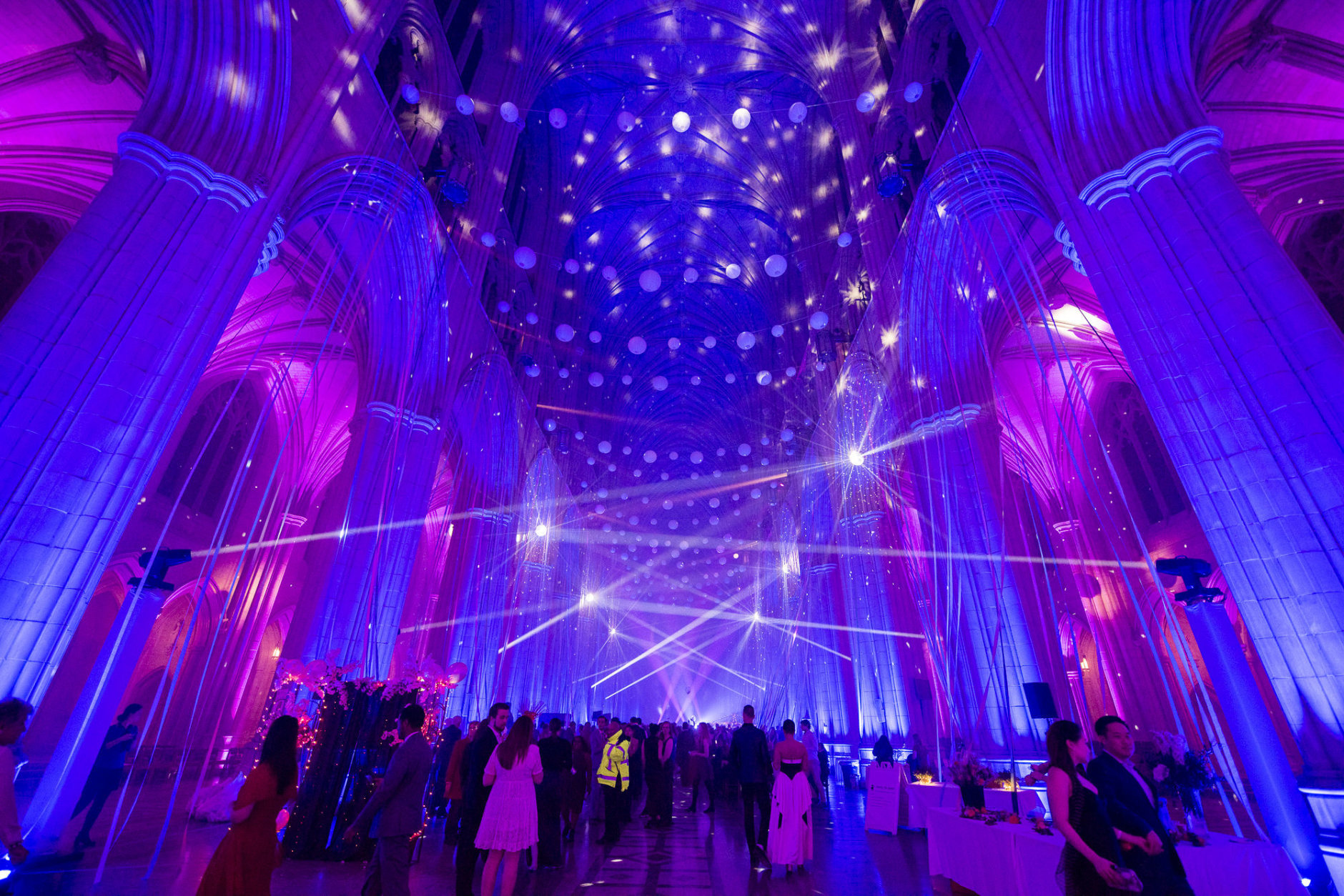 Adults gathered Thursday night inside a colorfully lit cathedral for a "Second Chance Prom." (Courtesy Washington National Cathedral)