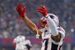 ATLANTA, GA - FEBRUARY 03: J.C. Jackson #27 of the New England Patriots celebrates in the second half during Super Bowl LIII against the Los Angeles Rams at Mercedes-Benz Stadium on February 3, 2019 in Atlanta, Georgia.  (Photo by Kevin C. Cox/Getty Images)