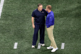 ATLANTA, GEORGIA - FEBRUARY 03: Head coach Bill Belichick of the New England Patriots greets Head coach Sean McVay of the Los Angeles Rams prior to Super Bowl LIII at Mercedes-Benz Stadium on February 03, 2019 in Atlanta, Georgia. (Photo by Rob Carr/Getty Images)